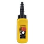 Schneider XACA2713 | Pendant control station, plastic, yellow, 2 push buttons, 1 emergency stop