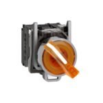 Schneider XB4BK125B5 Harmony | Illuminated selector switch, metal, orange, Ø22, 2 positions, stay put, 24 V AC/DC, 1 NO + 1 NC