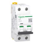 Schneider A9F94203 | Miniature circuit breaker (MCB), Acti9 iC60L, 2P, 3A, C curve, 15000A (IEC/EN 60898-1), 100kA (IEC/EN 60947-2)