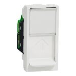 Schneider NU341618 | Data socket, New Unica, RJ45 CAT 6 STP, straight, click, shuttered, 1 module, white