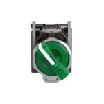Schneider XB4BK123G5 Harmony | Illuminated selector switch, metal, green, Ø22, 2 positions, stay put, 110...120 V AC, 1 NO + 1 NC
