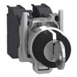 Schneider XB4BG33 Harmony | Key switch selector, metal, black, Ø22, key n°455, 3 positions, stay put, 2 NO
